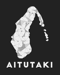 Aitutaki - communication network map of island. Aitutaki trendy geometric design on dark background. Technology, internet, network, telecommunication concept. Vector illustration.