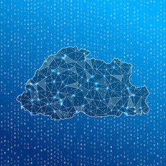 Network map of Bhutan. Country digital connections map. Technology, internet, network, telecommunication concept. Vector illustration.