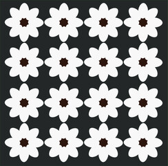White daisy petals in grid pattern and grey background.