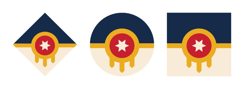 Tulsa flag icon set. vector illustration isolated on white background	
