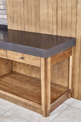 Furniture set of veneer and solid ash timber with acrylic solid surface countertop with figure edge...