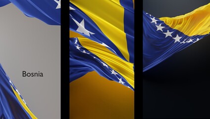 Abstract Bosnia and Herzegovina Flag 3D Render (3D Artwork)