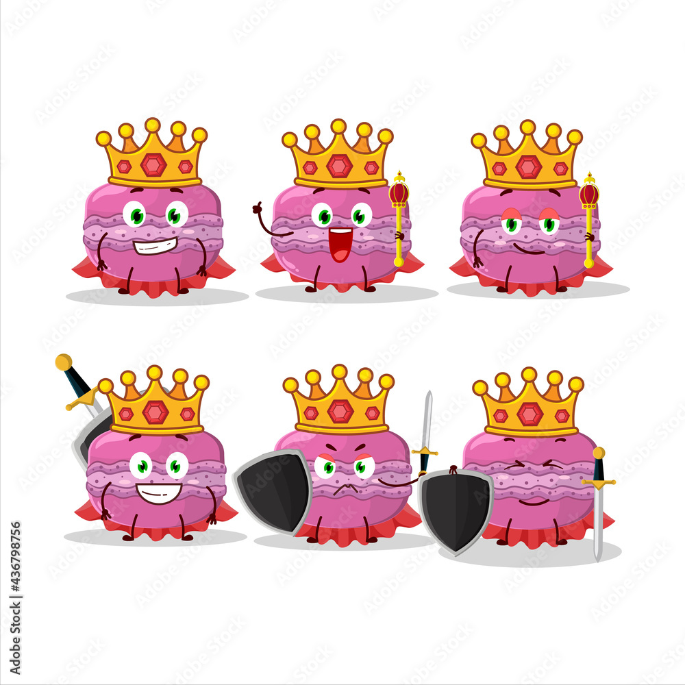 Wall mural a charismatic king strawberry macaron cartoon character wearing a gold crown