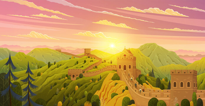 great wall of china illustration