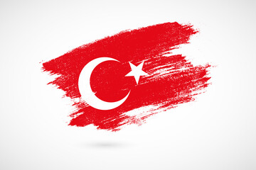 Happy republic day of Turkey with vintage style brush flag background