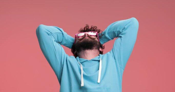 handsome casual man pulling his hair out of frustration and being very angry