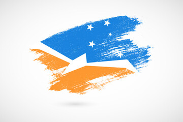 Happy national day of Tierra del Fuego Province, Argentina with vintage style brush flag background