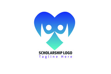Heart People Blue Logo Template for Education, Student, club and group