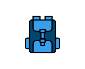 School backpack line icon. High quality outline symbol for web design or mobile app. Thin line sign for design logo. Color outline pictogram on white background