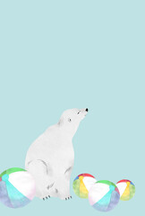 シロクマの手描きイラスト