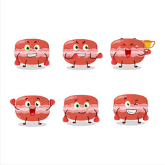 A sporty red macaron boxing athlete cartoon mascot design