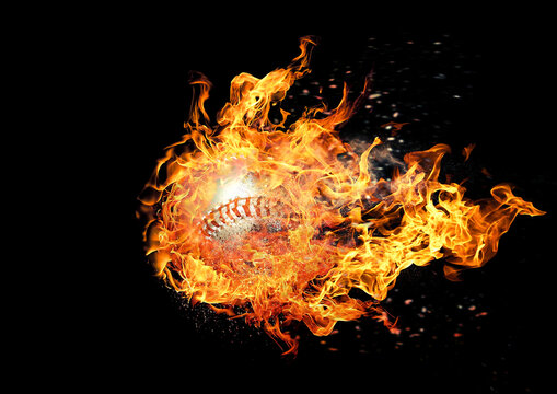 燃える炎の野球ボール
