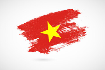 Happy independence day of Vietnam with vintage style brush flag background