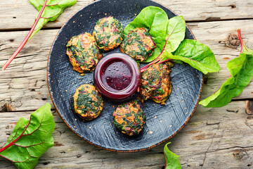 Healthy herb vegetarian cutlets on the plate
