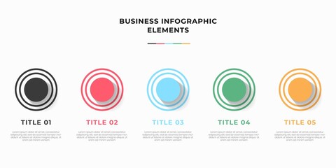 Presentation business infographic template with 5 options or steps. Modern infographic design template. Creative concept of five stages of business project