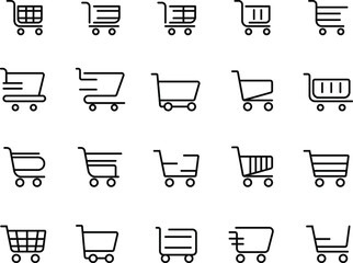 Simple set of shopping cart vector on white background.