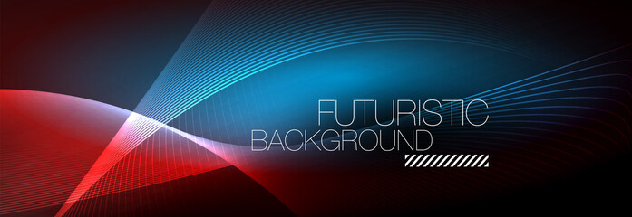 Abstract neon glowing light in the dark with waves. Shiny magic energy and motion concept, vector abstract wallpaper background