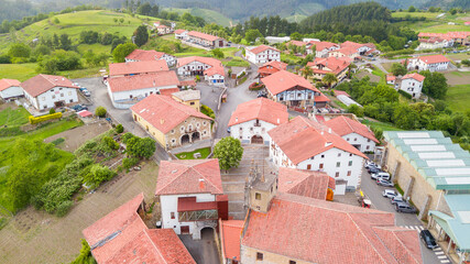 aerial view of amoroto countryside town, Spain