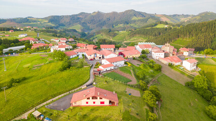 aerial view of amoroto countryside town, Spain