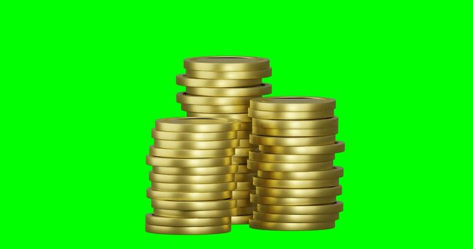 Golden money coins stacks growing