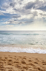 Tropical beach with beautiful cloudscape, summer vacation concept.
