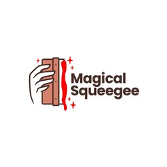 Naklejka premium magic squeegee screen printing hand logo vector icon illustration