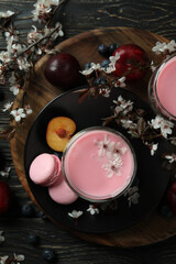 Concept of sweet eating on wooden background