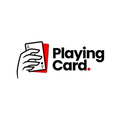 hand hold playing card poker game logo vector icon illustration