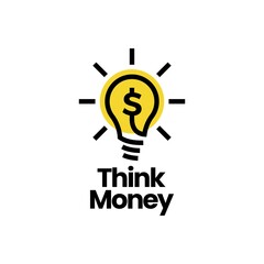 think money bulb lamp dollar smart idea logo vector icon illustration - 436803748