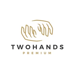 Obraz premium two hand cupping above below logo vector icon illustration