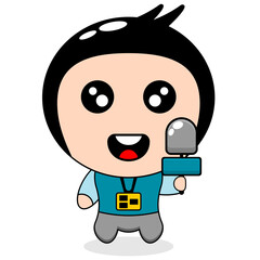 reporter boy mascot character cartoon design vector