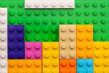 Details of children's plastic building kit close up