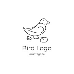 Fototapeta premium line art bird logo simple isloated on white background