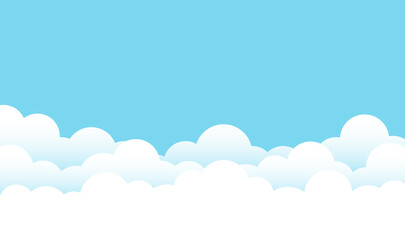 Soft white fluffy clouds cartoon on top blue clear sky landscape outdoor background vector