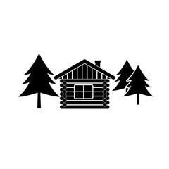 Wood house logo. Cabin log icon isolated on white background