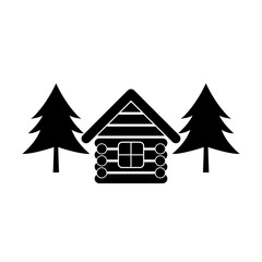 Obraz na płótnie Canvas Wood house logo. Cabin log icon isolated on white background