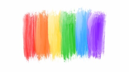 Watercolor brush rainbow in LGBT color background
