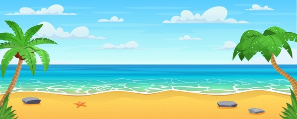 Fototapeta na wymiar Cartoon summer beach.