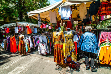 cozy old streets in Trastevere in may 2021, Rome, Italy. Trastevere neighborhood of Rome, on the west bank of the Tiber, architecture and landmark of the city of Rome, Lazio, Europe