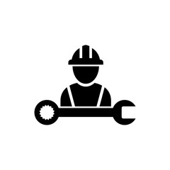 Working man and wrench icon isolated on white background