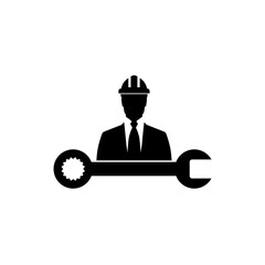 Working man and wrench icon isolated on white background