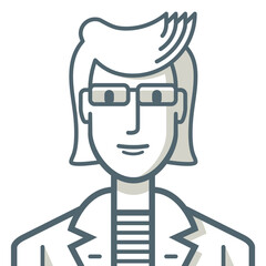 Avatar of a young man with glasses. Illustration of a young man drawn with simple lines.