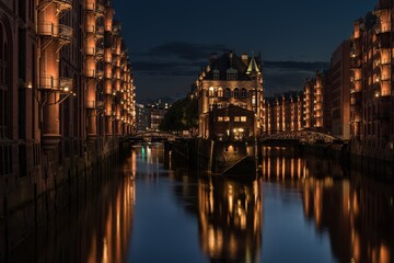 Fototapeta na wymiar river city at night
