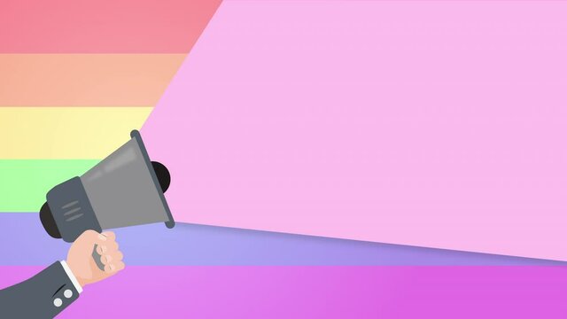 M&eacute;gaphone, lgbt, communication, vague, animation, marketing, m&eacute;ga, micro, publicit&eacute;, parler, expression, informations, protester, activiste, hurler, son, crier, cri, parole, r&eacute;clame, m&eacute;gaphone, radio,