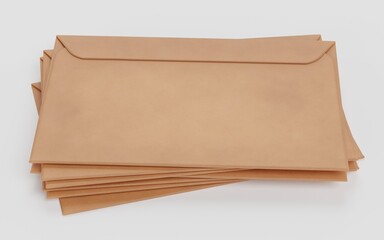 Realistic 3D Render of Paper Envelopes