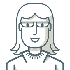 Obraz na płótnie Canvas Young girl avatar with glasses. Illustration of a young woman drawn with simple lines.
