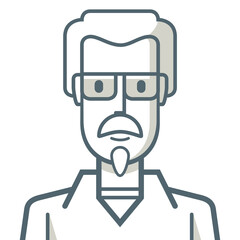 Young man avatar with goatee and mustache. Illustration of a young man drawn with simple lines.