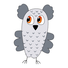 Cute cartoon owl in doodle style. Vector illustration.