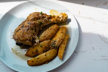 grilled steak with potatoes