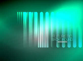 Bright neon color techno abstract background, shiny glowing neon lines in the dark background